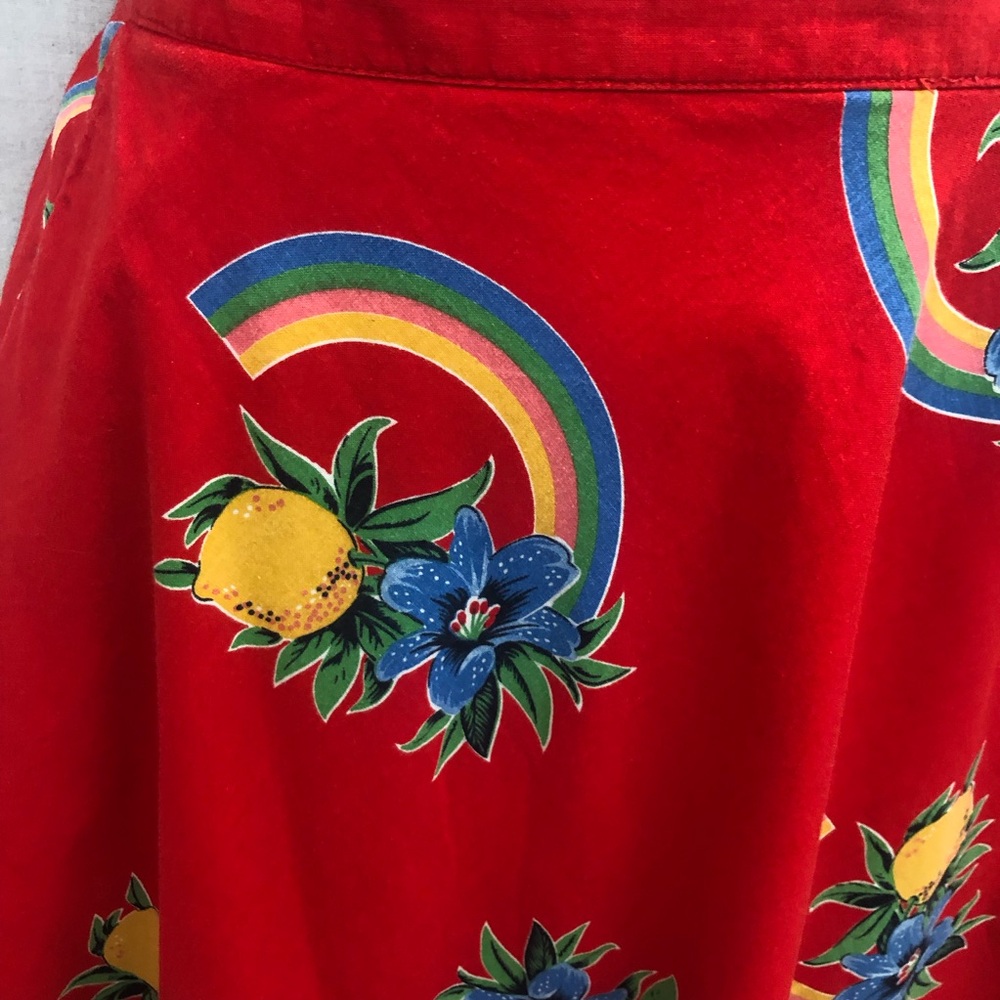 Vintage Hawaiian Rainbow Floral Swing Skirt 60s-70s Medium - Picture 11 of 12